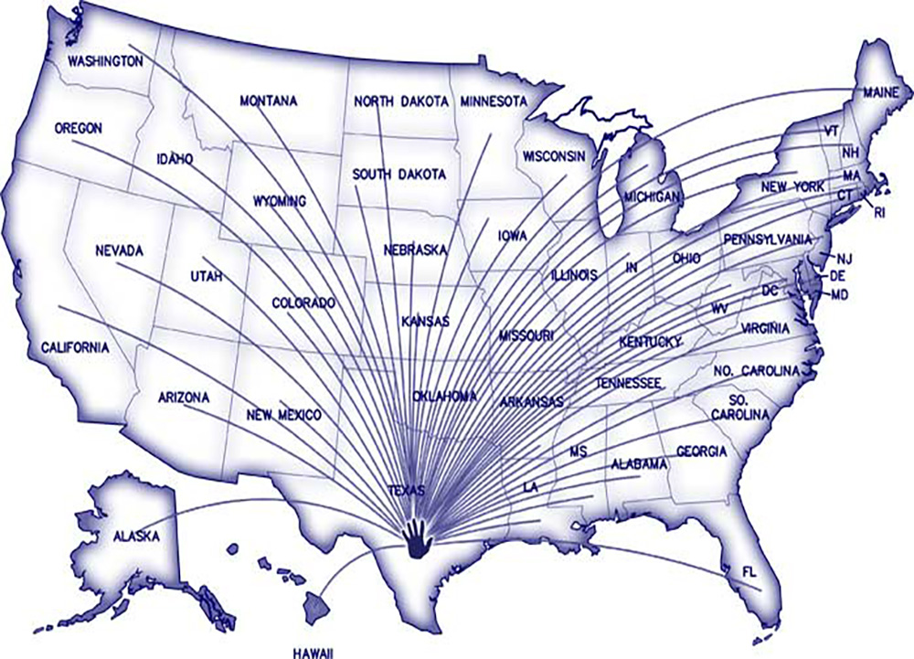 Patients travel Map of USA